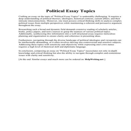 Political Essay Topics