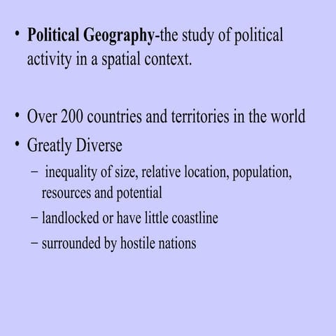 Human Geography Political Geography Notes | PPT