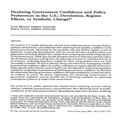 Political Instution, Public Confidence In, Empirical Article