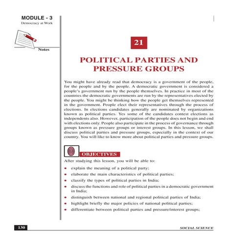 Political parties and pressure groups in india