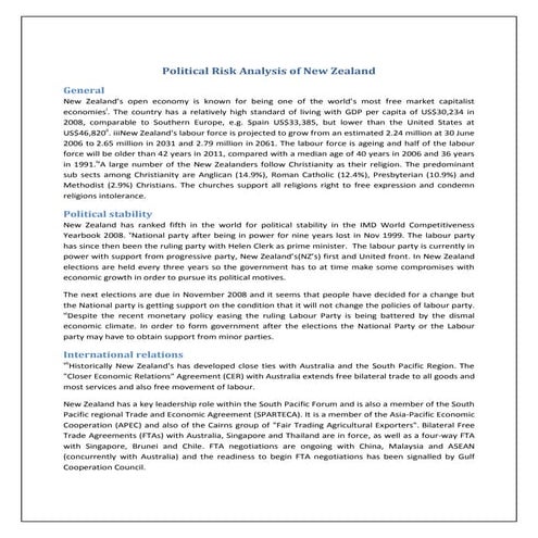Political Risk In New Zealand | DOCX
