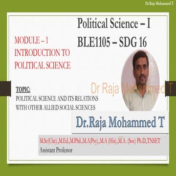 Political Science and its relations with other allied Social Sciences