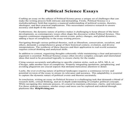 Political Science Essays. Greenville Technical College