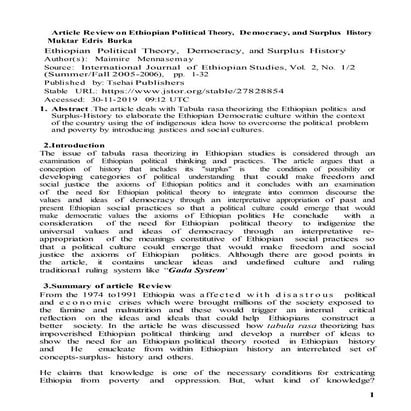 Political thought assignment ethiopian political theor1 | DOCX