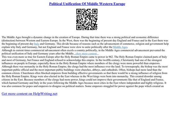 Political Unification Of Middle Western Europe