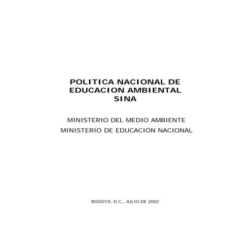 Politica Nacional Ambiental-SINA