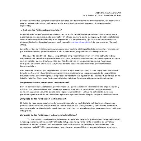 Politicas empresariales jdja | DOCX