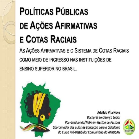 Politicas públicas de ações afirmativas e cotas raciais | PPTX