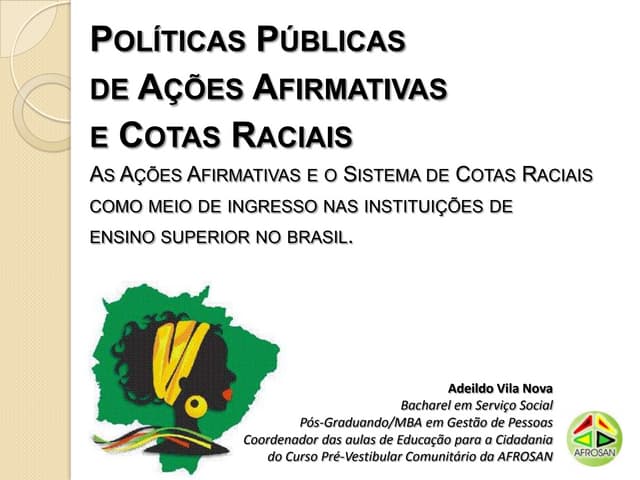 Politicas públicas de ações afirmativas e cotas raciais | PPTX