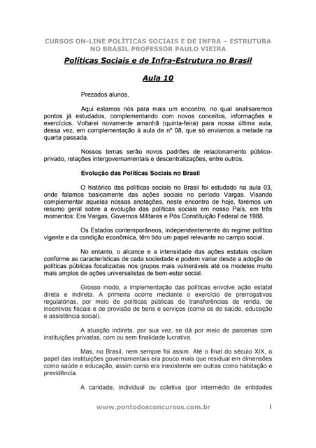 Politicas sociais aula 10