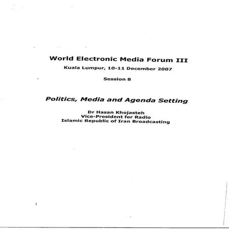 Politics, Media, Agenda Setting