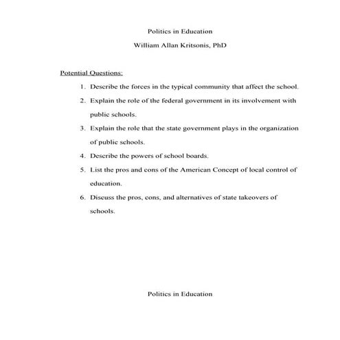 Politics In Education