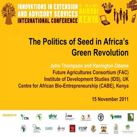 The Politics of seed in africa’s green revolution