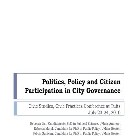 Politics, policy and citizen participation in city governance fmsrev