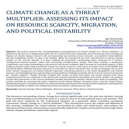 CLIMATE CHANGE AS A THREAT MULTIPLIER: ASSESSING ITS IMPACT ON RESOURCE SCARC...