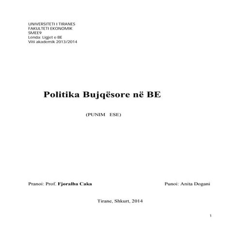 Politika buqesore ne BE.CAP