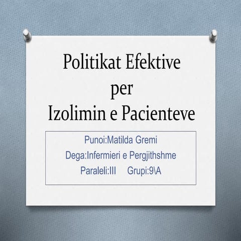 Politikat Efektive per Izolimin e Pacienteve