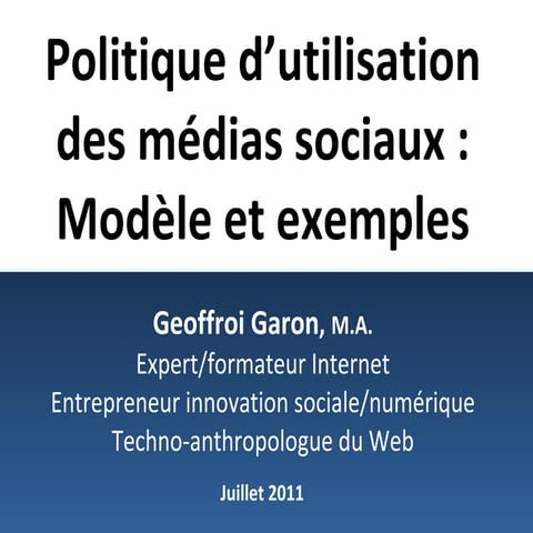 Politique d'utilisation des médias sociaux : modèle et exemples