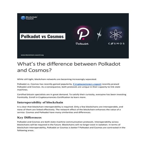 Polkadot vs cosmos