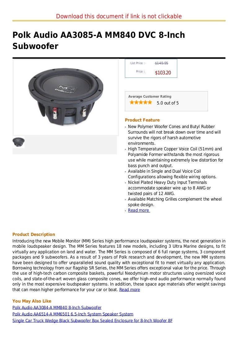 polk audio 8 inch subwoofer