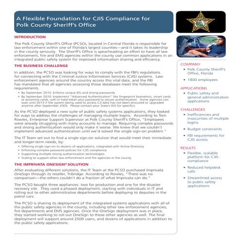 Polk County Sheriffs Office Success Story