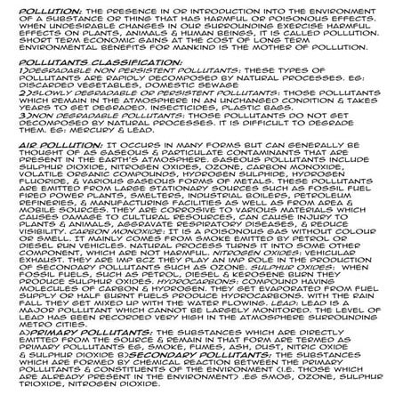 Pollution, Disaster Management