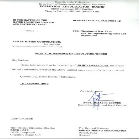 Pollution Adjudication Board fines Philex Mining over Clean Water Act Violations