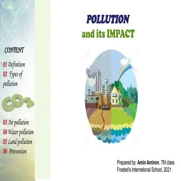 POLLUTION and its IMPACT (Air pollution; Water pollution; Land ...
