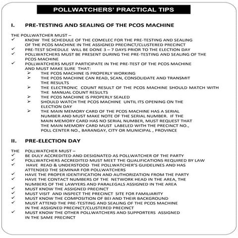 Pollwatchers practical tips 5.10.2010