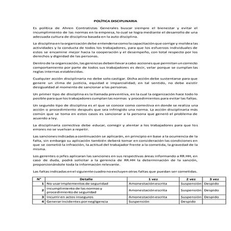 Política disciplinaria