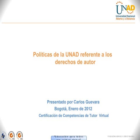Políticas de la unad derechos de autor