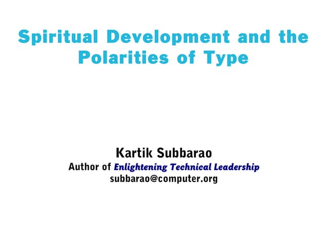 Spiritual Development and the Polarities of Type