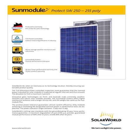 Solarworld 255W Poly Solar Panel