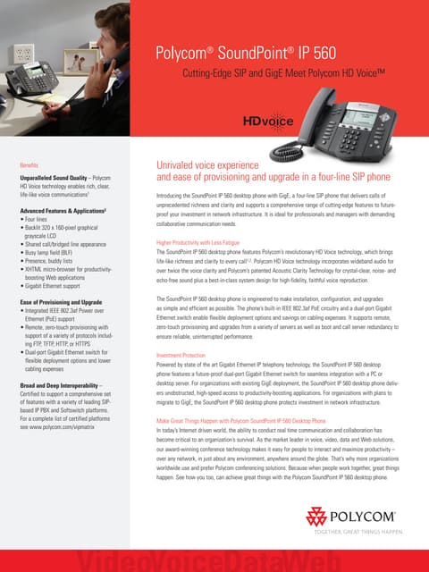 Polycom soundpoint ip550 data sheet | PDF