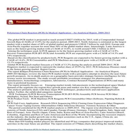 ResearchMoz - Polymerase chain reaction (pcr) in medical application an analytical report, 2009-2015