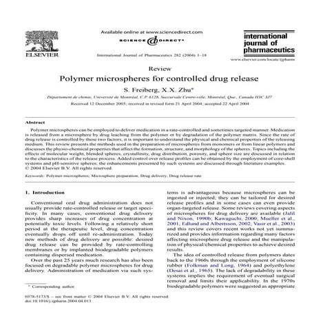 Polymer microspheres for controlled drug release | PDF