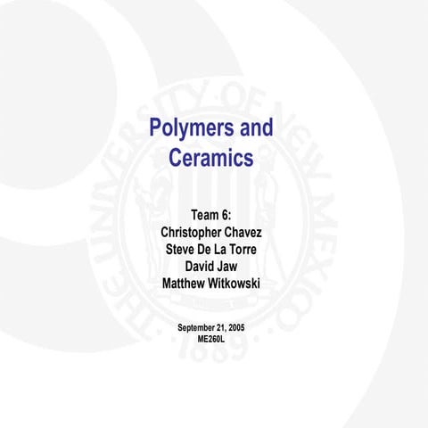 polymers and ceramics. basic principles and classes
