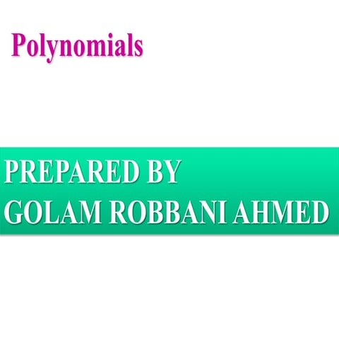 Polynomial   for class 9