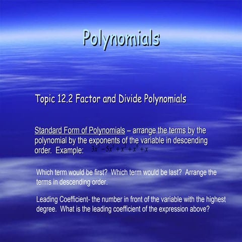 Polynomials 12.2 12.4