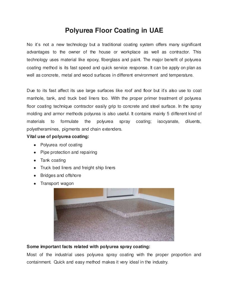 Polyurea Floor Coating In Uae Euroblast