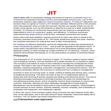 just in time and lean manufacturing