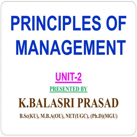 Pom unit-ii, Principles of Management notes BBA I Semester OU