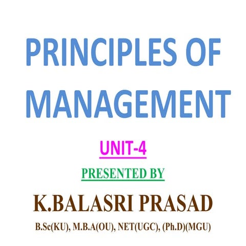 Pom unit-iv, Principles of Management notes BBA I Semester OU