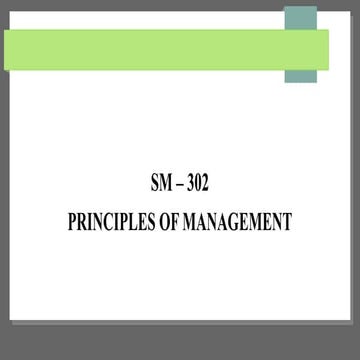 Principles of Management theory , statergies and planning