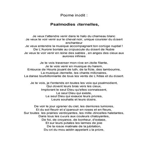 Poème inédit   psalmodies éternelles