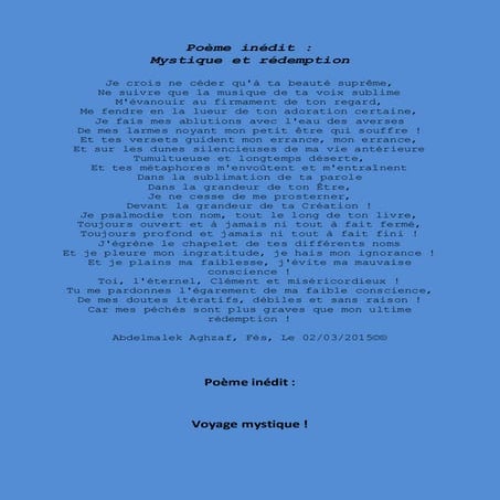 Poème inédit  voyage mystique !