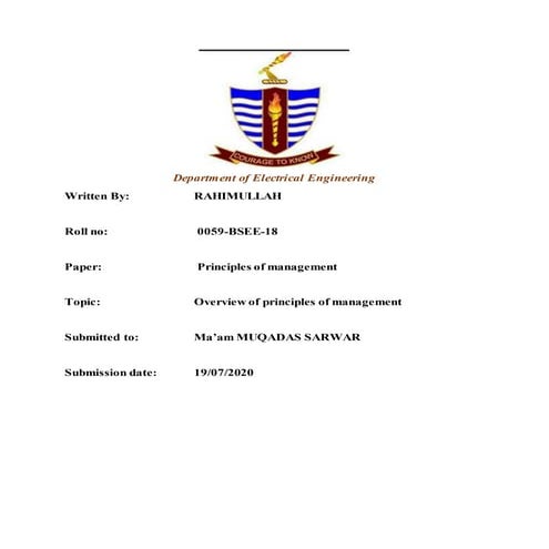 Overview of principles of management