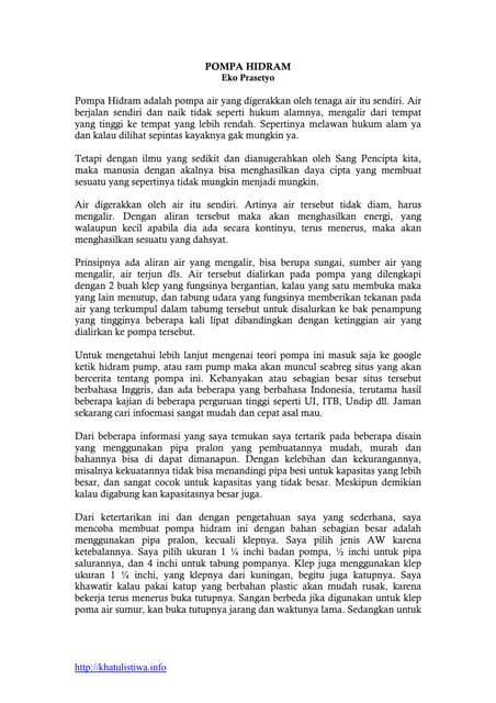 Hidram - Pompa Air tanpa Listrik & Minyak