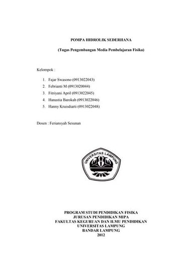 Pompa Hidrolik Sederhana