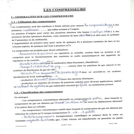 Pompes et compresseurs,  les compresseurs